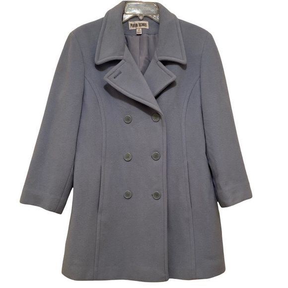 Vintage Marvin Richards Powder Blue Double Breasted Pea Coat Size Large - Picture 11 of 11